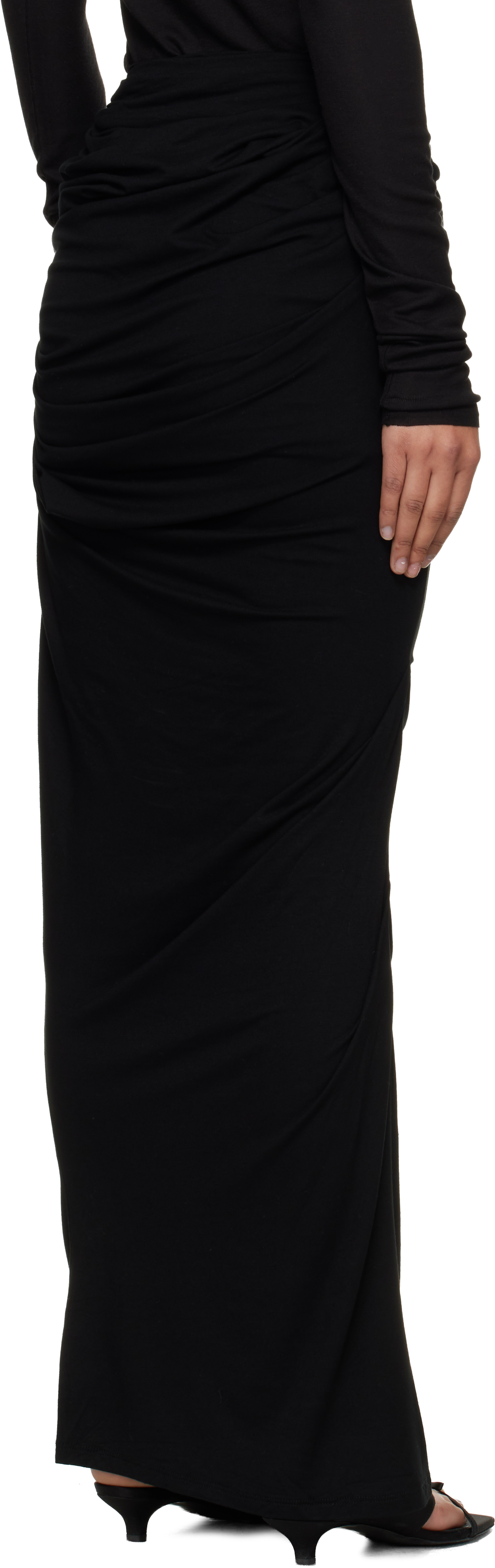 Black Drape Maxi Skirt