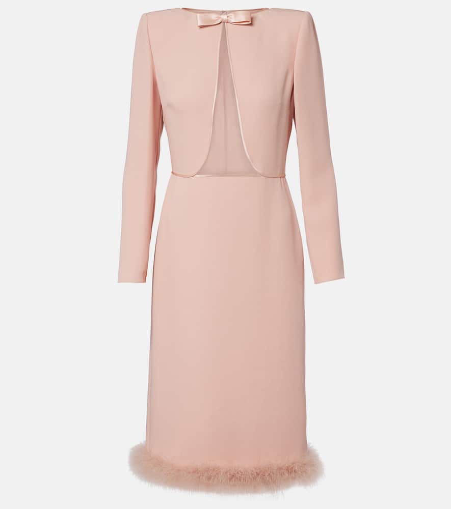 Cady Couture feather-trimmed midi dress