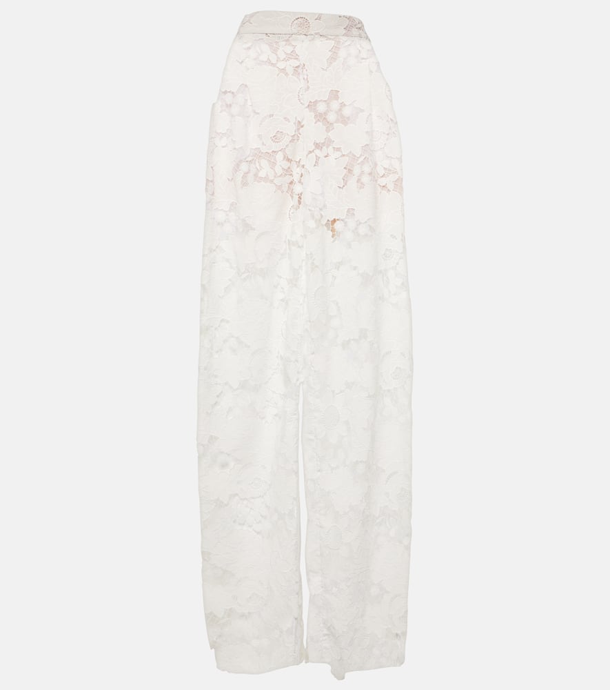 High-rise wide-leg lace pants