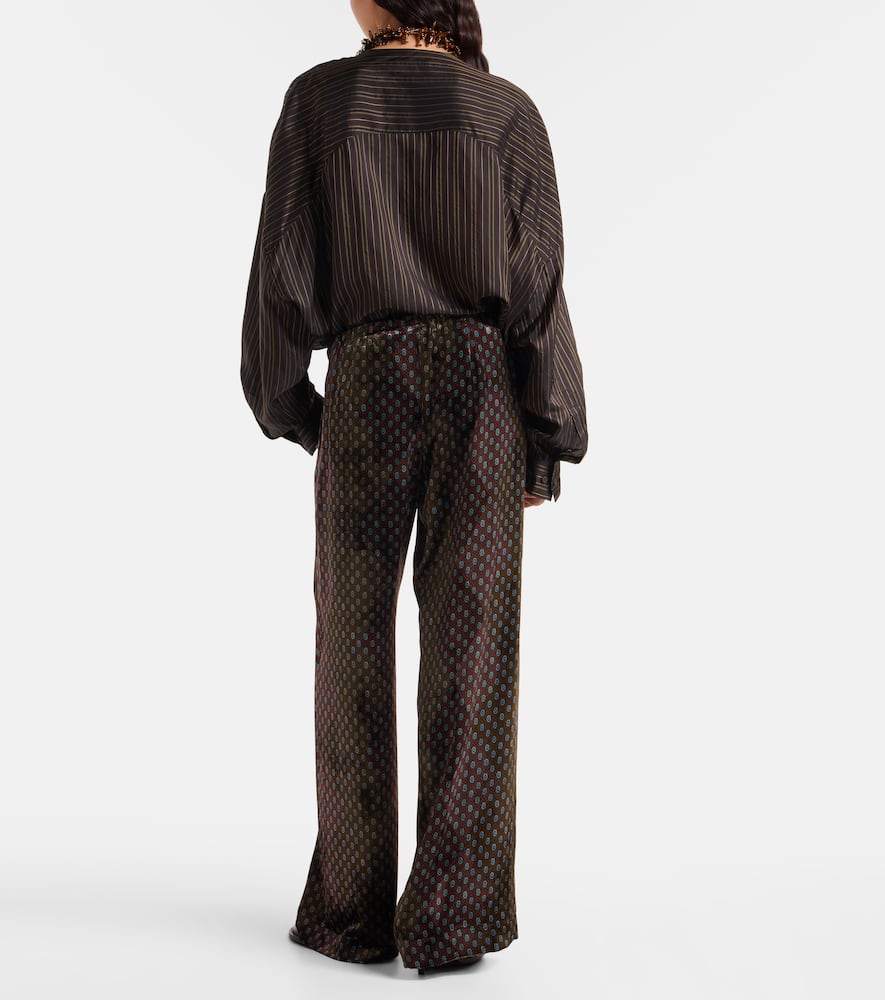 Printed wide-leg satin pants