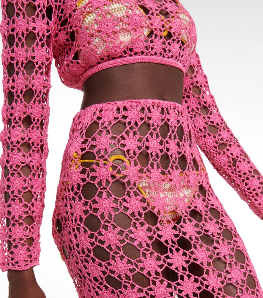 Rosette crochet cotton maxi skirt
