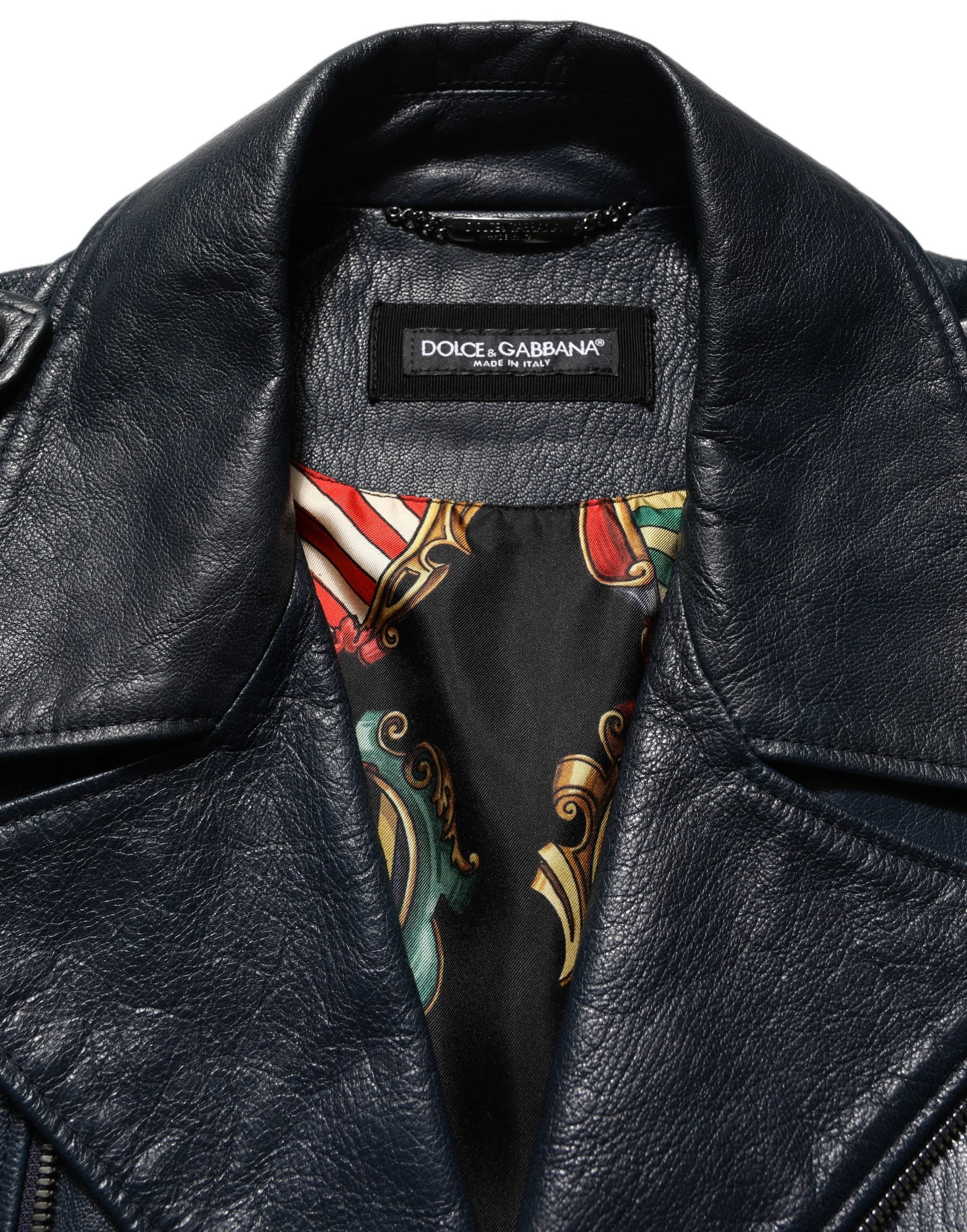 Goatskin Leather Biker Jacket — Black