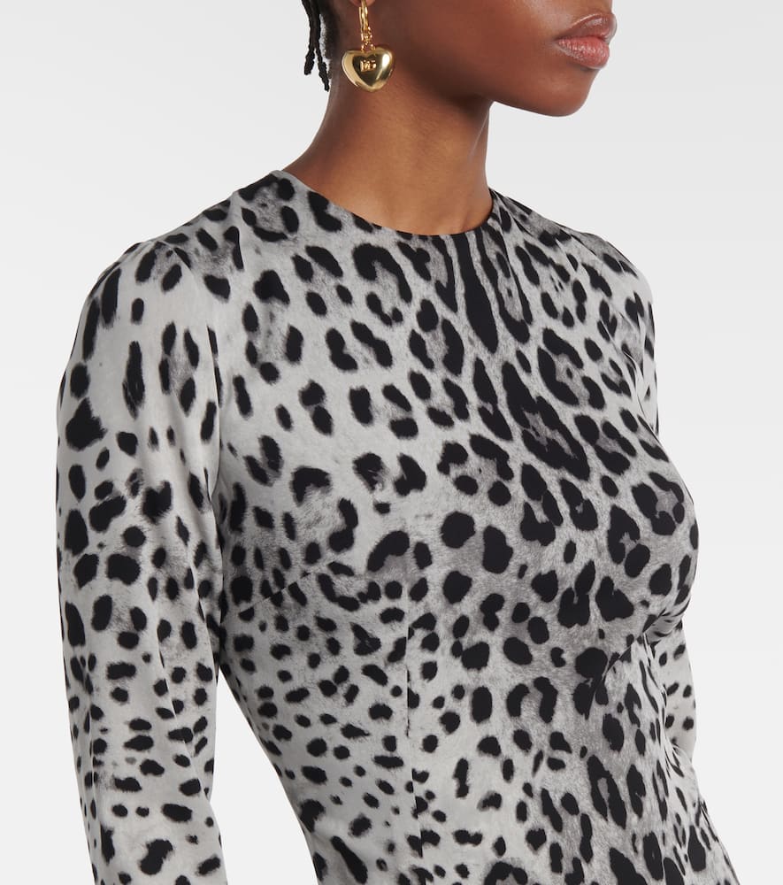 Leopard-print silk-blend midi dress