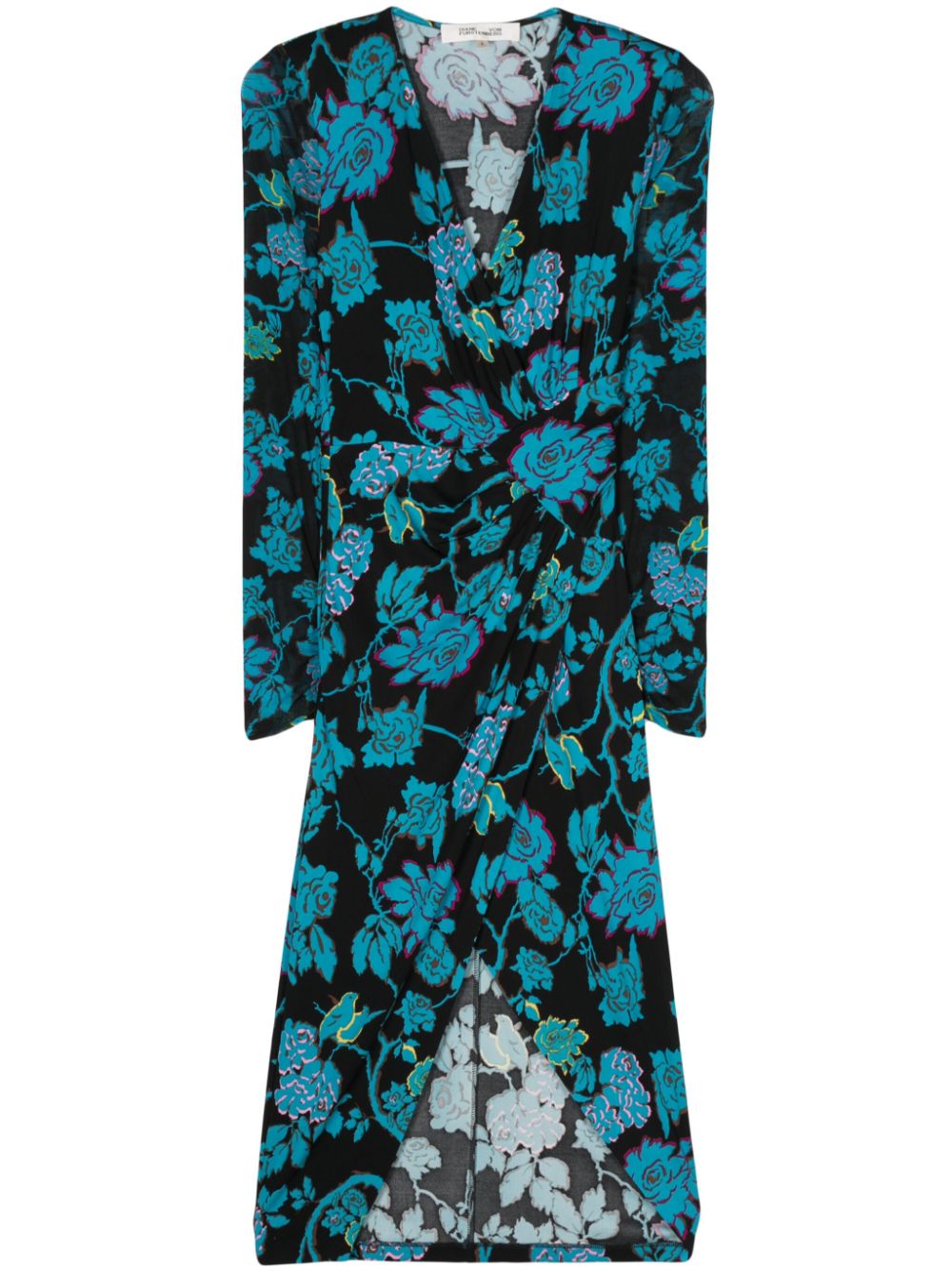 Nevine floral-print midi dress - Black