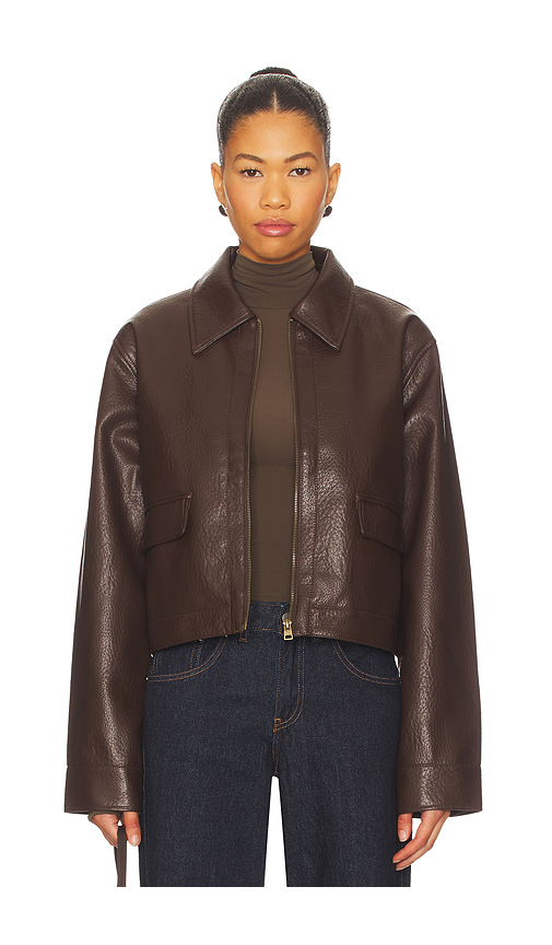 ALL THE WAYS Fianna Faux Leather Jacket in Brown. XL. Also in