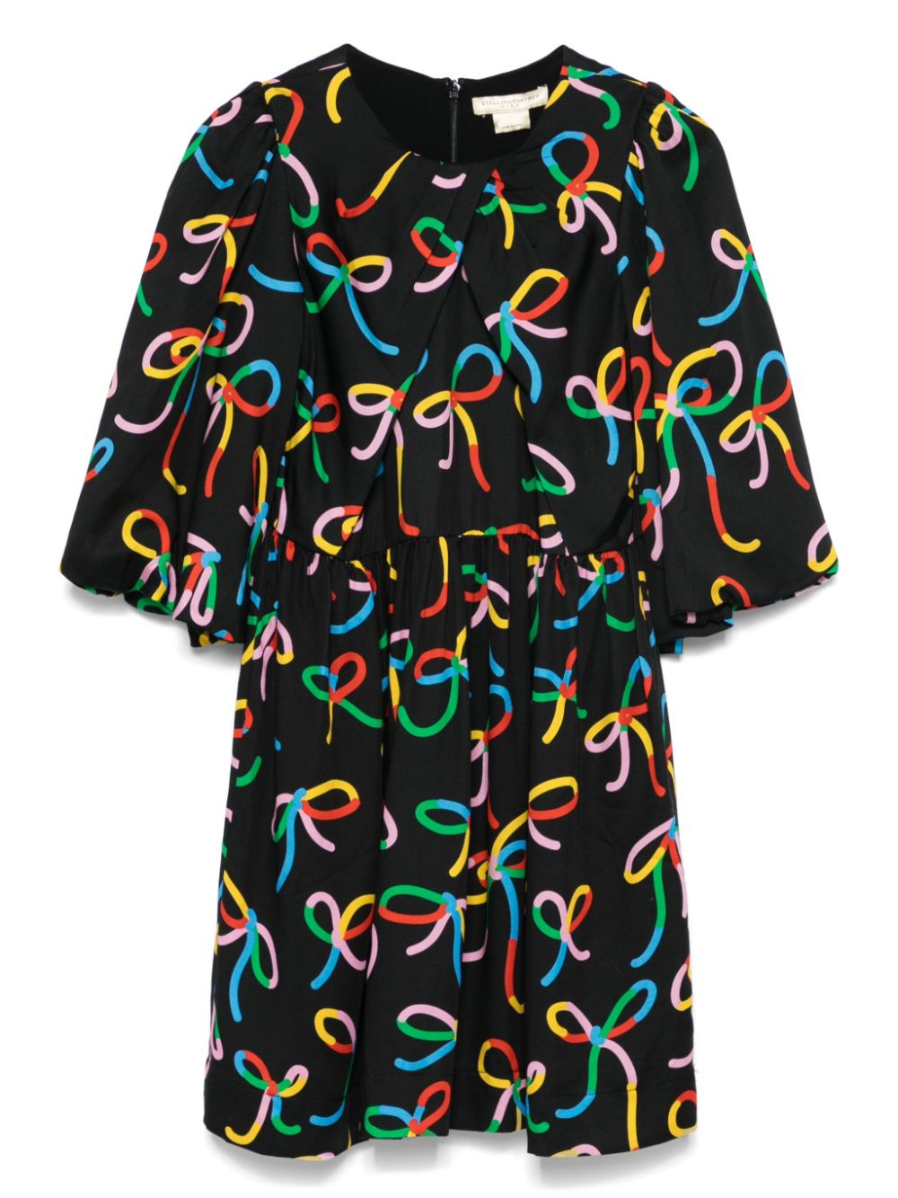 Bow-print dress - Black