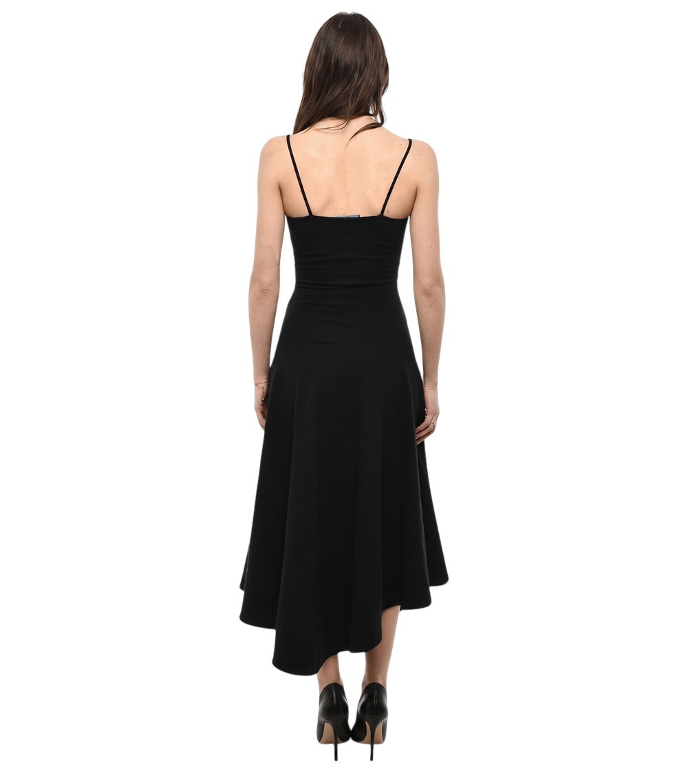 Black V Neck Midi Dress