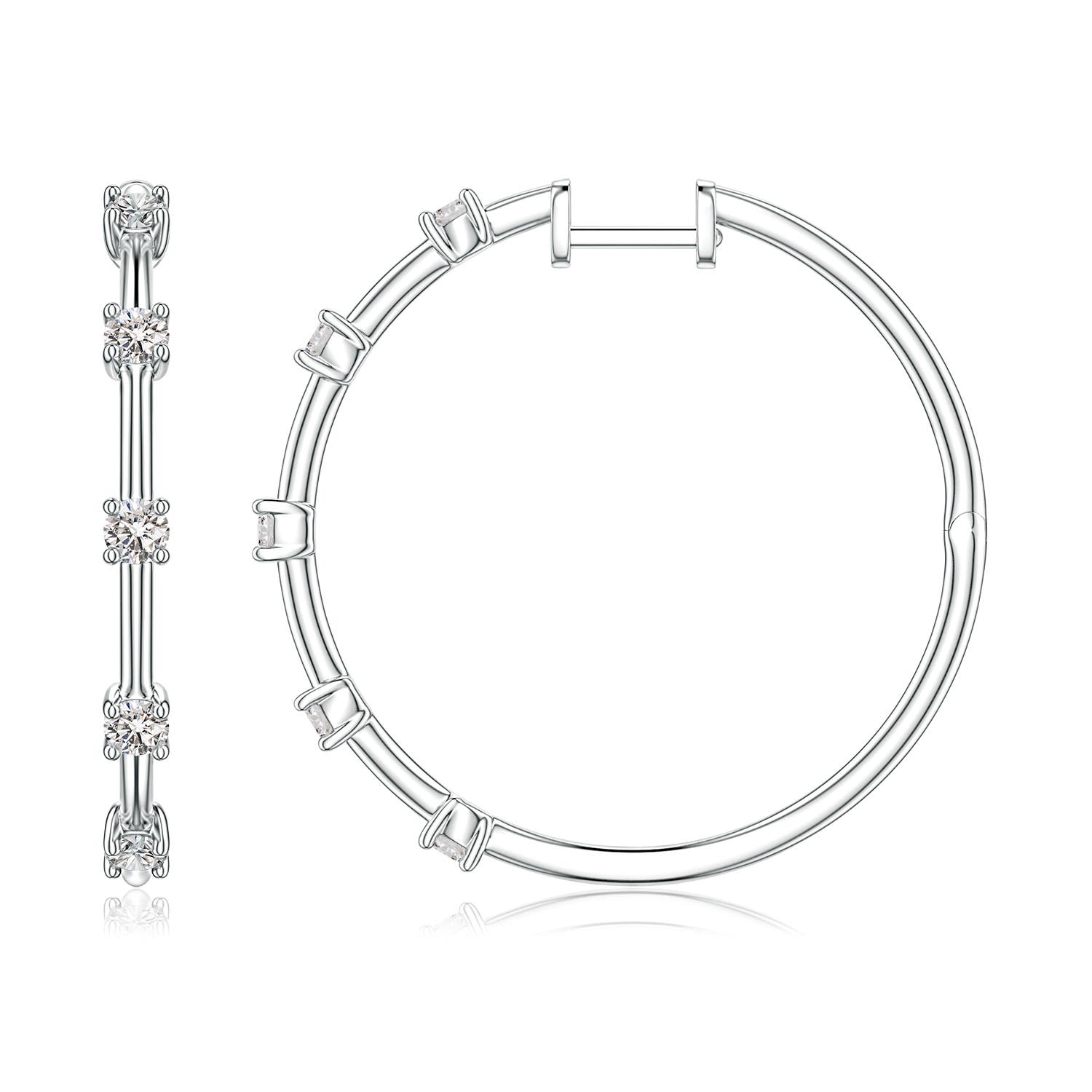 Angara 0.69 CTW Round Diamond Five-Stone Station Hoop Earrings in 14K White Gold