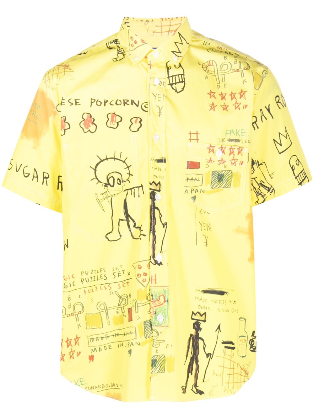 Illustration-print cotton shirt - Yellow