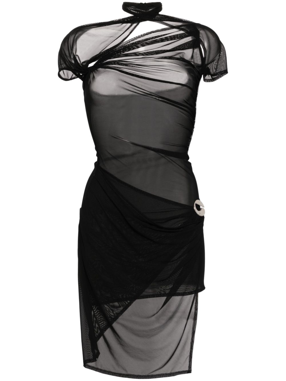 Twisted semi-sheer mesh minidress - Pink