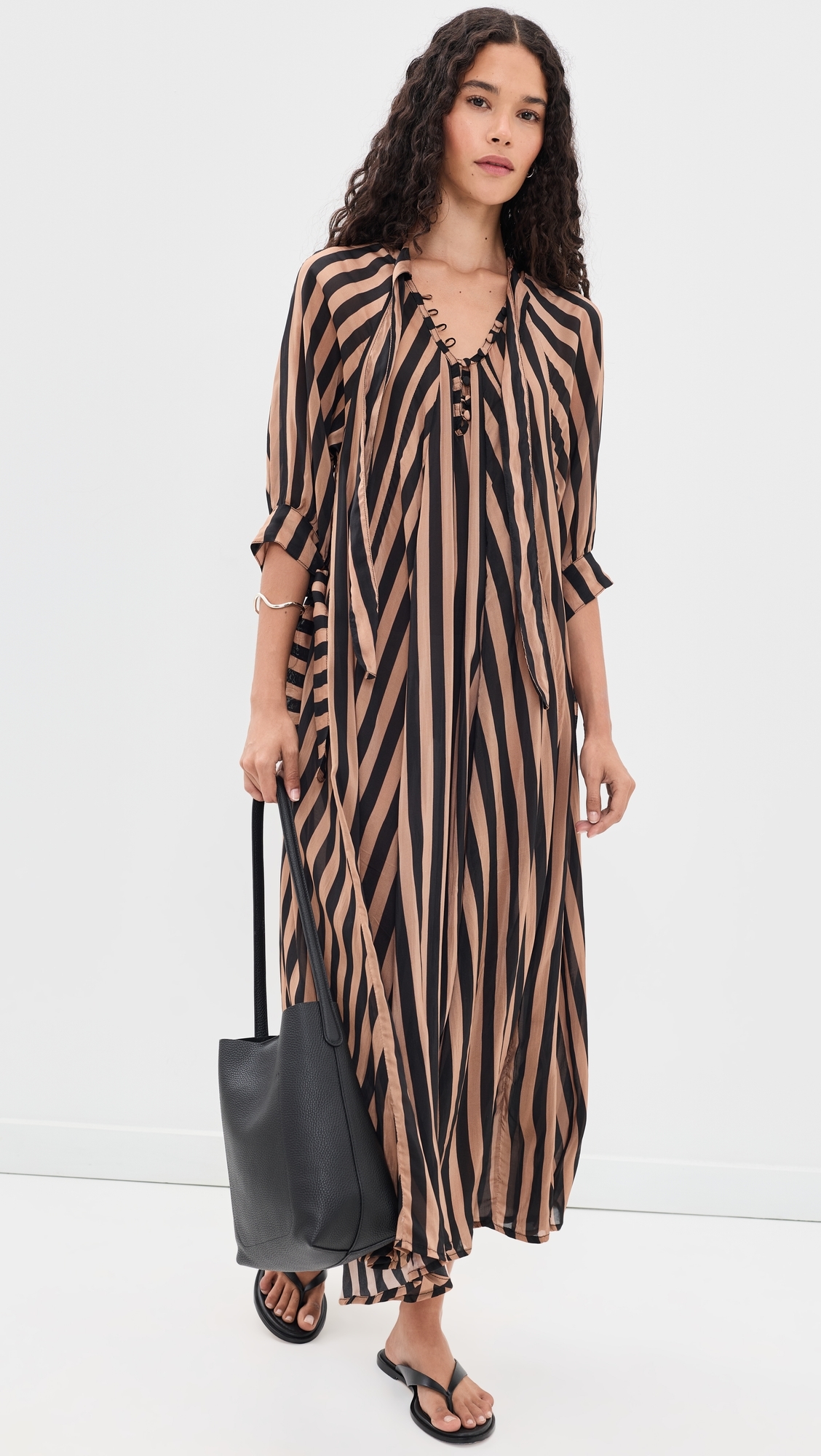 Monét Dress Thick Stripe Black & Tan