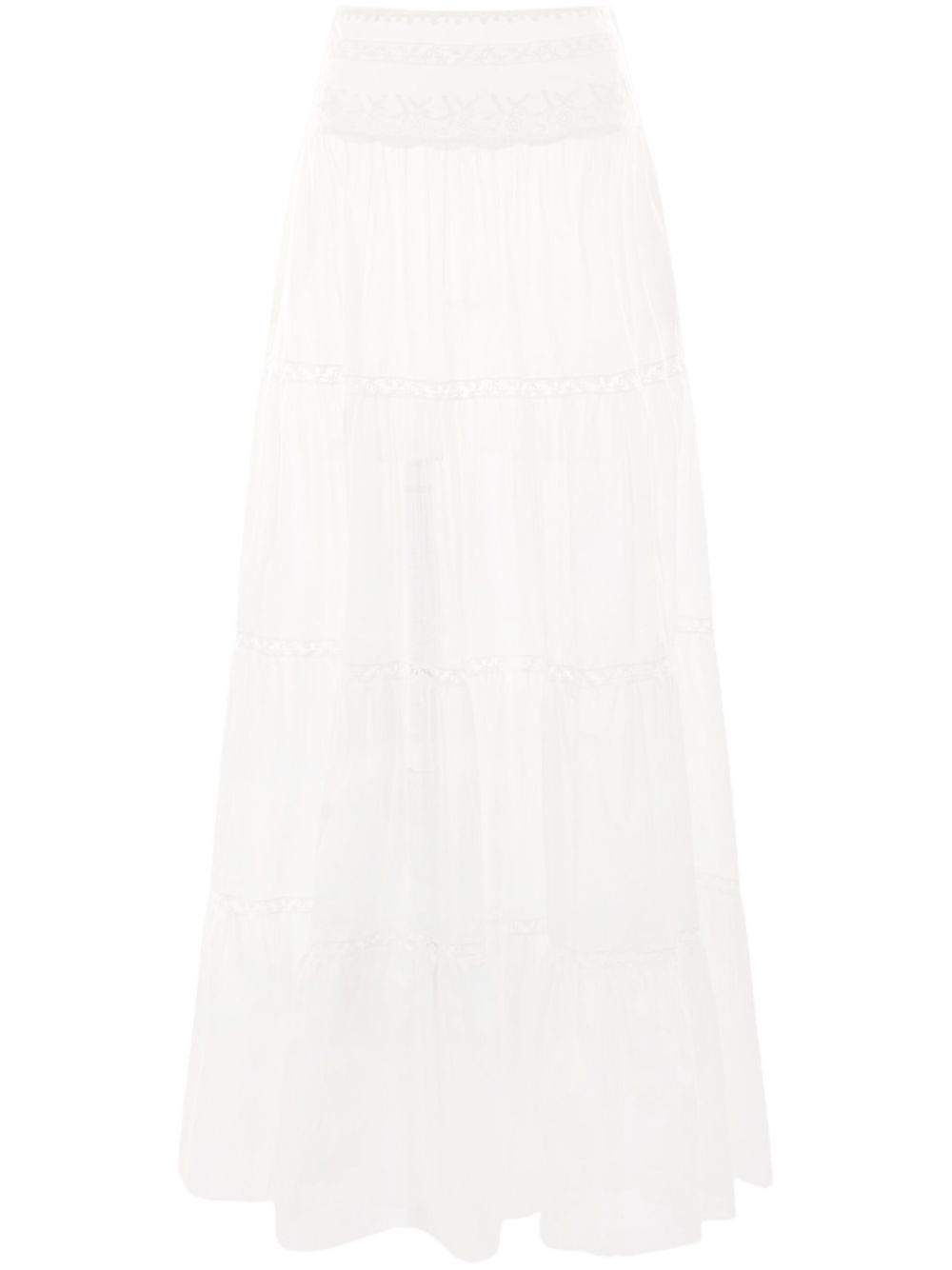 Floral-embroidered maxi skirt - Neutrals