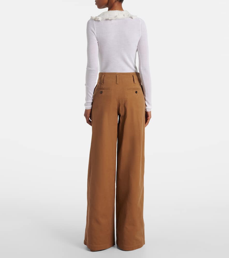 Chloé High-rise cotton canvas wide-leg pants