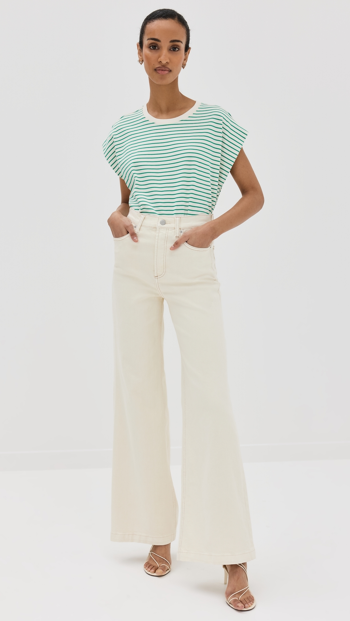 Trina Muscle Tee VERT STRIPE