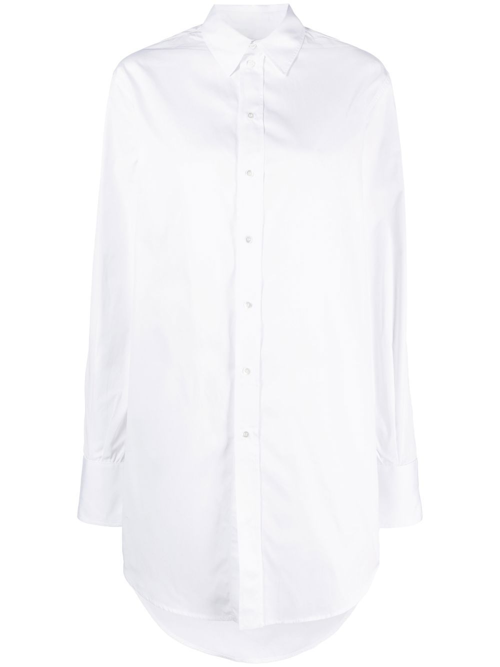 Long-length cotton shirt - White