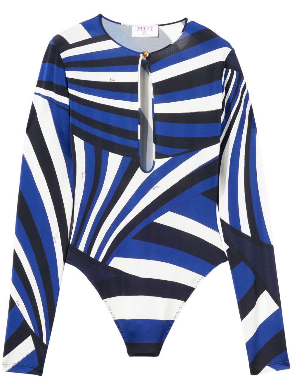 Iride-print bodysuit - Blue