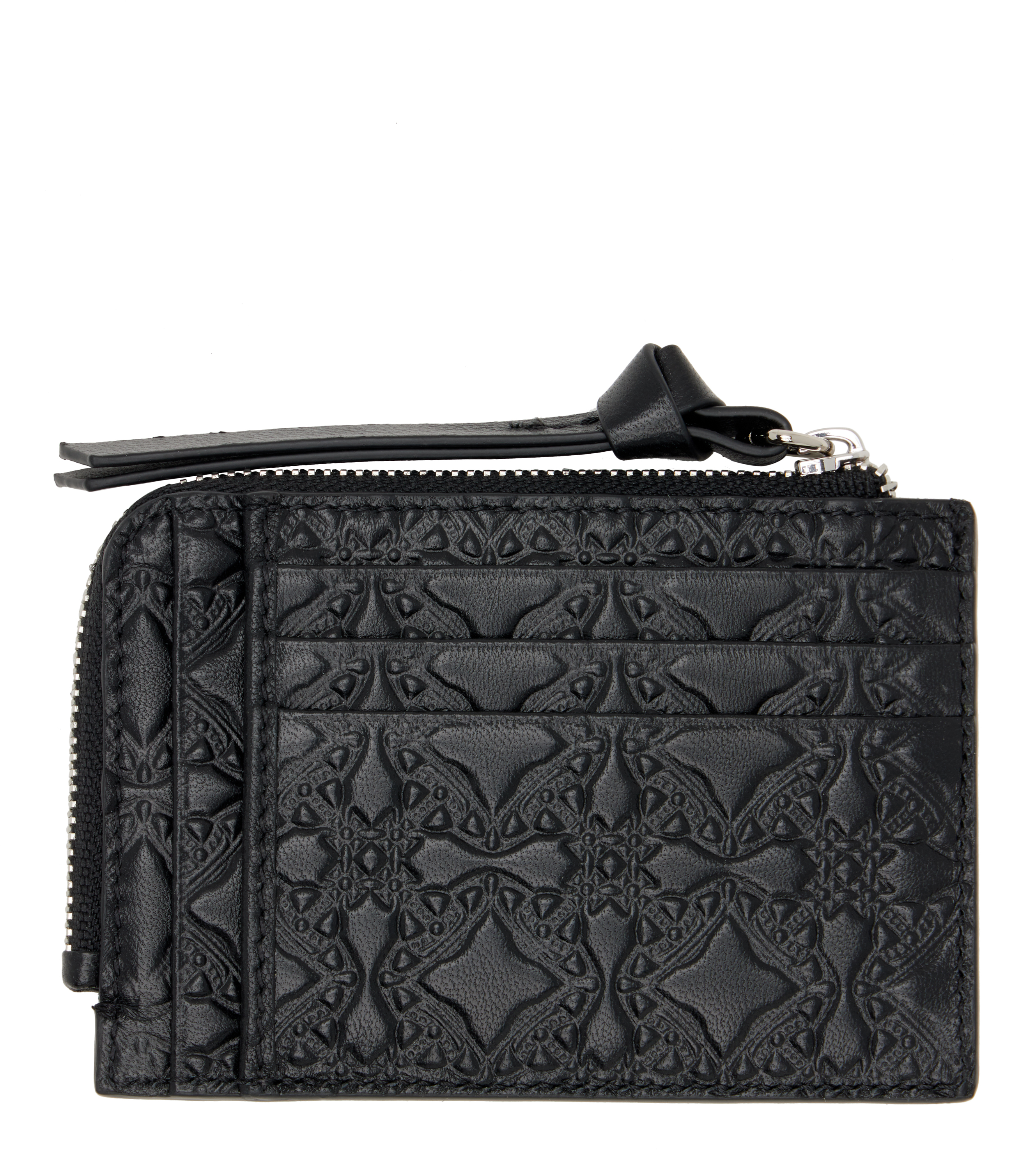 Black Embossed Zip Card Holder
