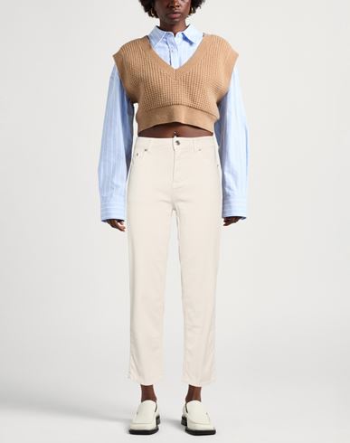 Woman Jeans Beige Size 30 Cotton, Elastane