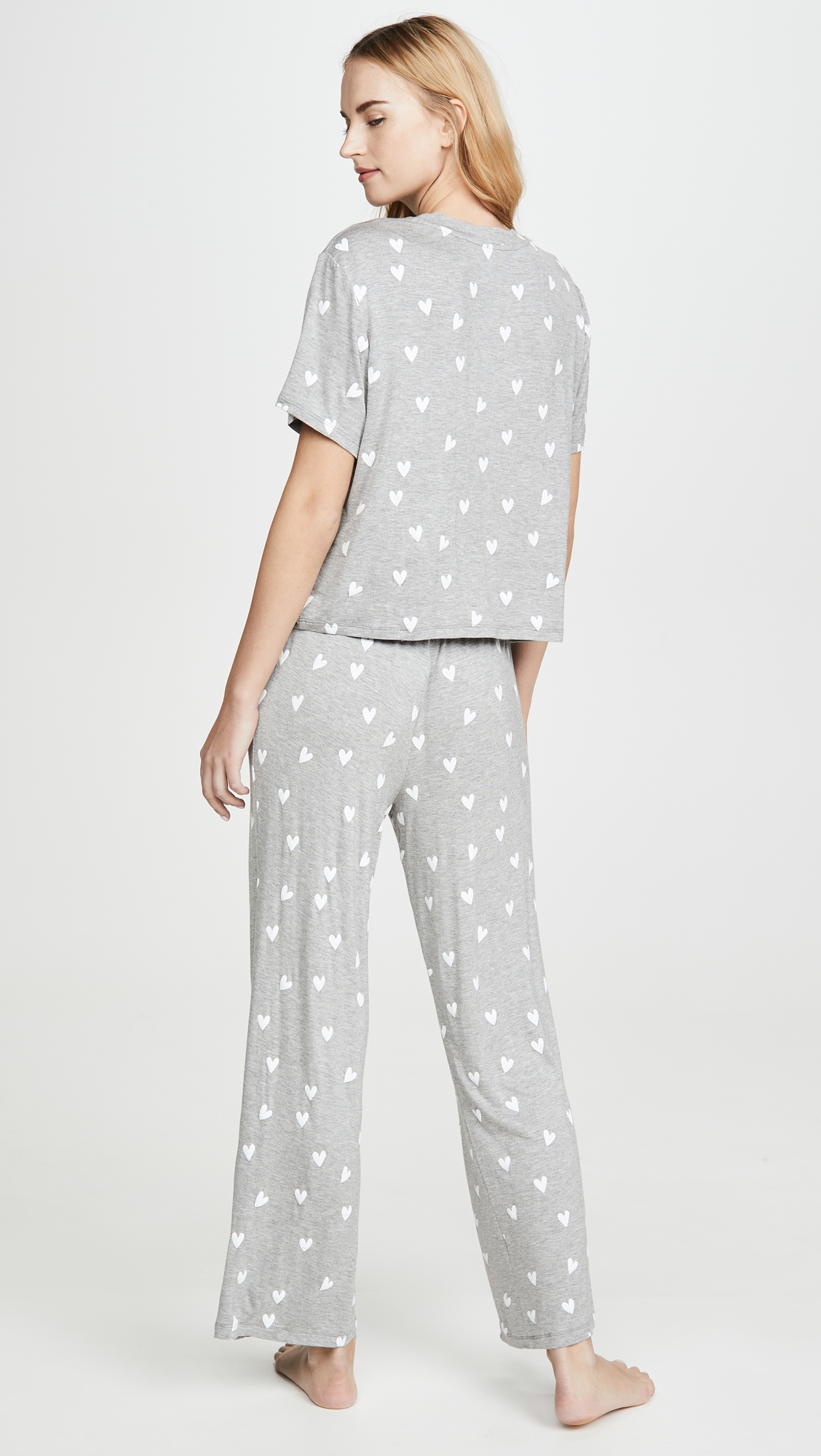 All American PJ Set Heather Grey Hearts