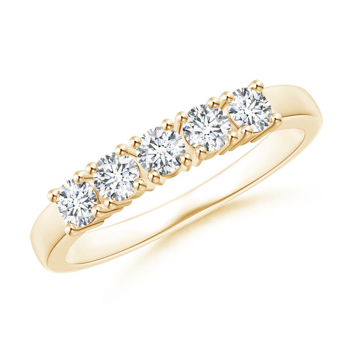 Angara 0.53 CTW Lab-Grown Five Stone 4-Prong Set Diamond Wedding Ring in 18K Yellow Gold