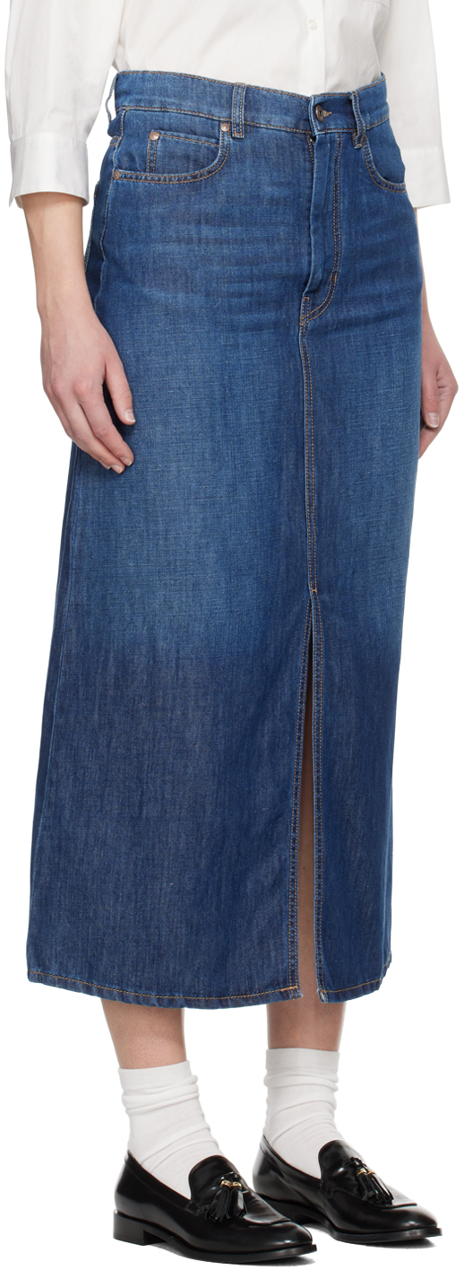 Weekend Max Mara Navy Gelada Denim Midi Skirt