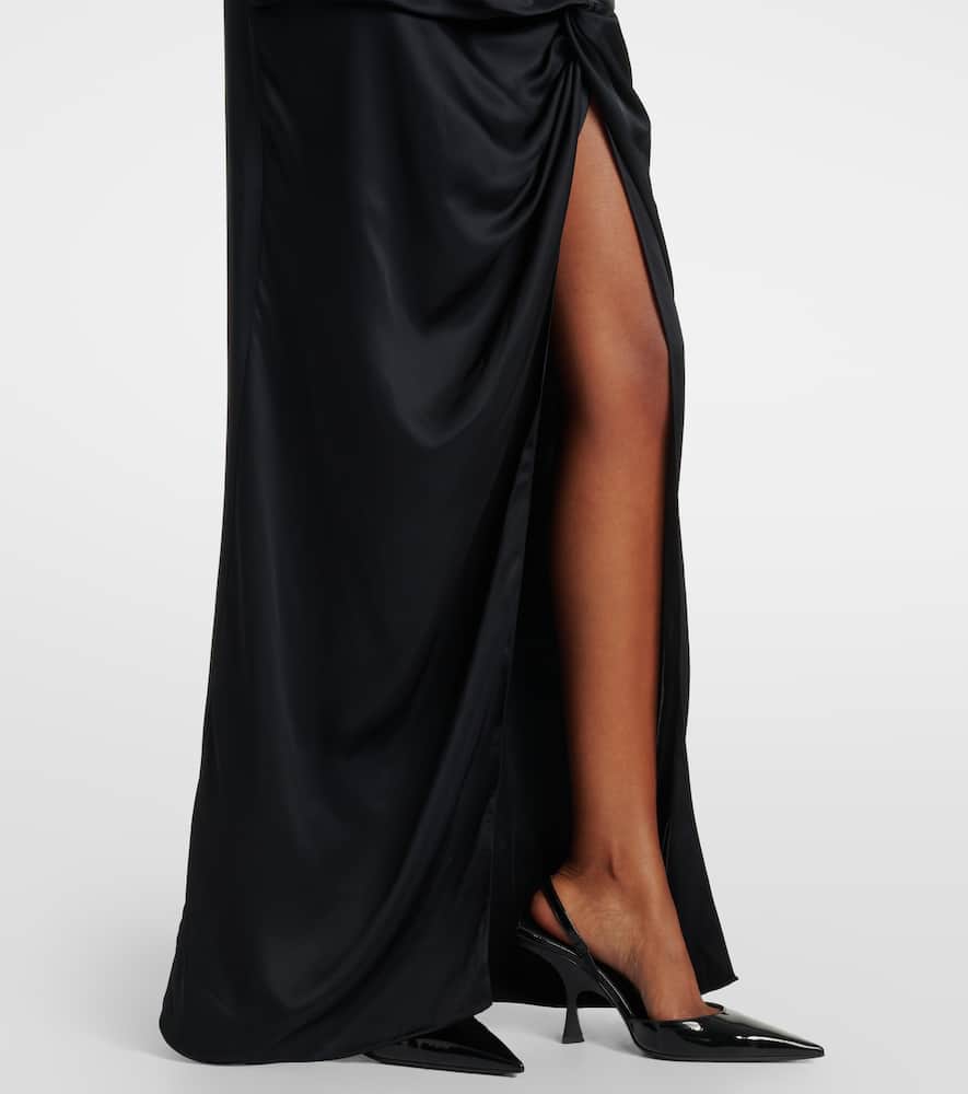 Gathered satin slip dress