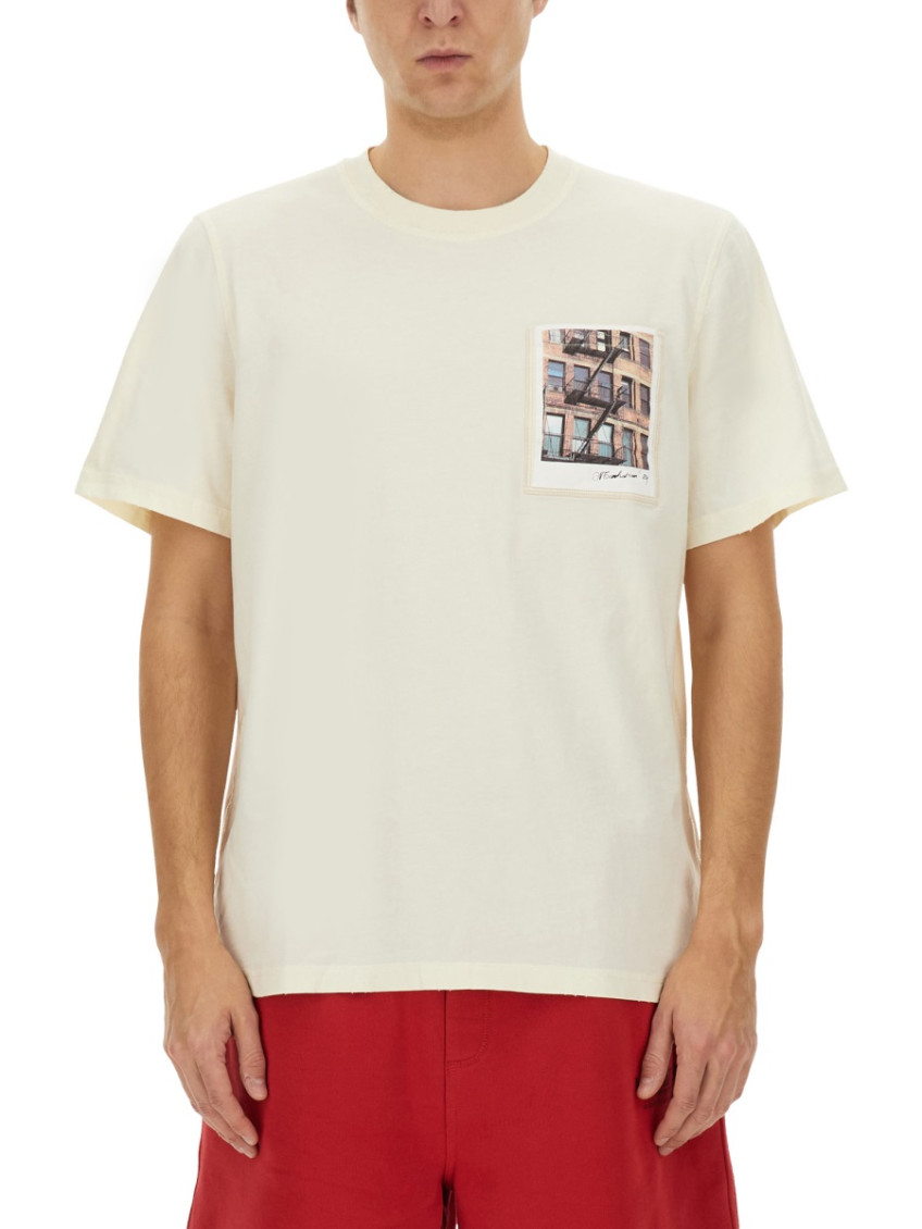 Cotton Postcard T-shirt With Print