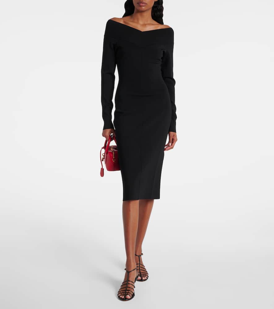 Off-shoulder jersey midi dress