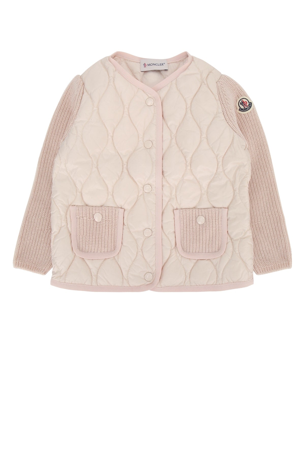 Quilted Knit-Hybrid Jacket — Pink