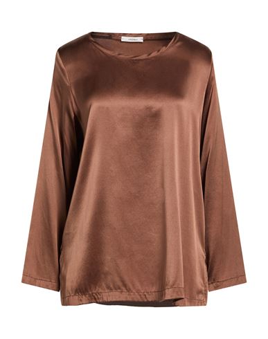 Malìparmi Woman Top Chocolate brown Size 12 Silk, Elastane