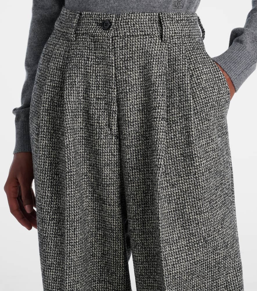 Pleated wool-blend wide-leg pants