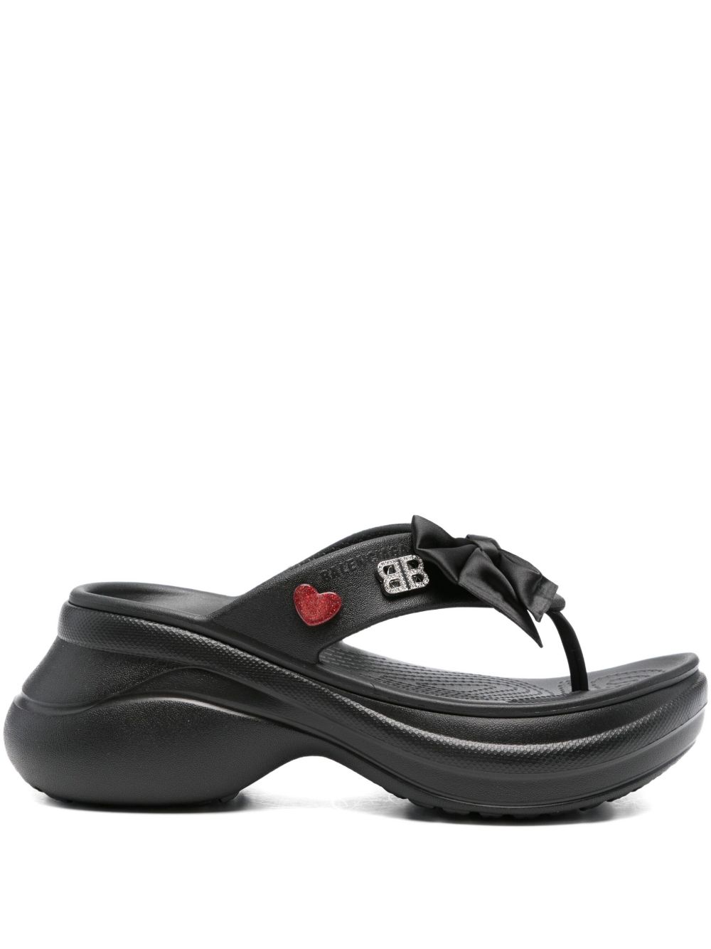 Platform thong croc slides - Black