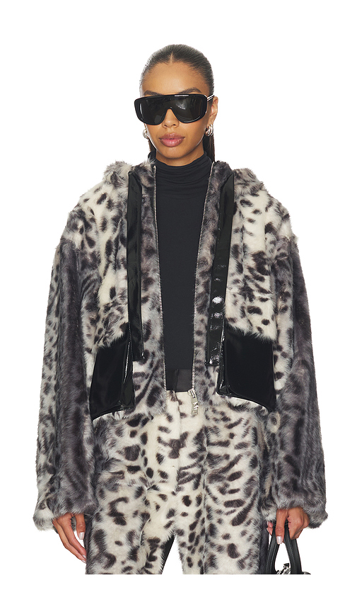 AKNVAS Hesse Faux Fur Leopard Jacket in Black. - L also in XS