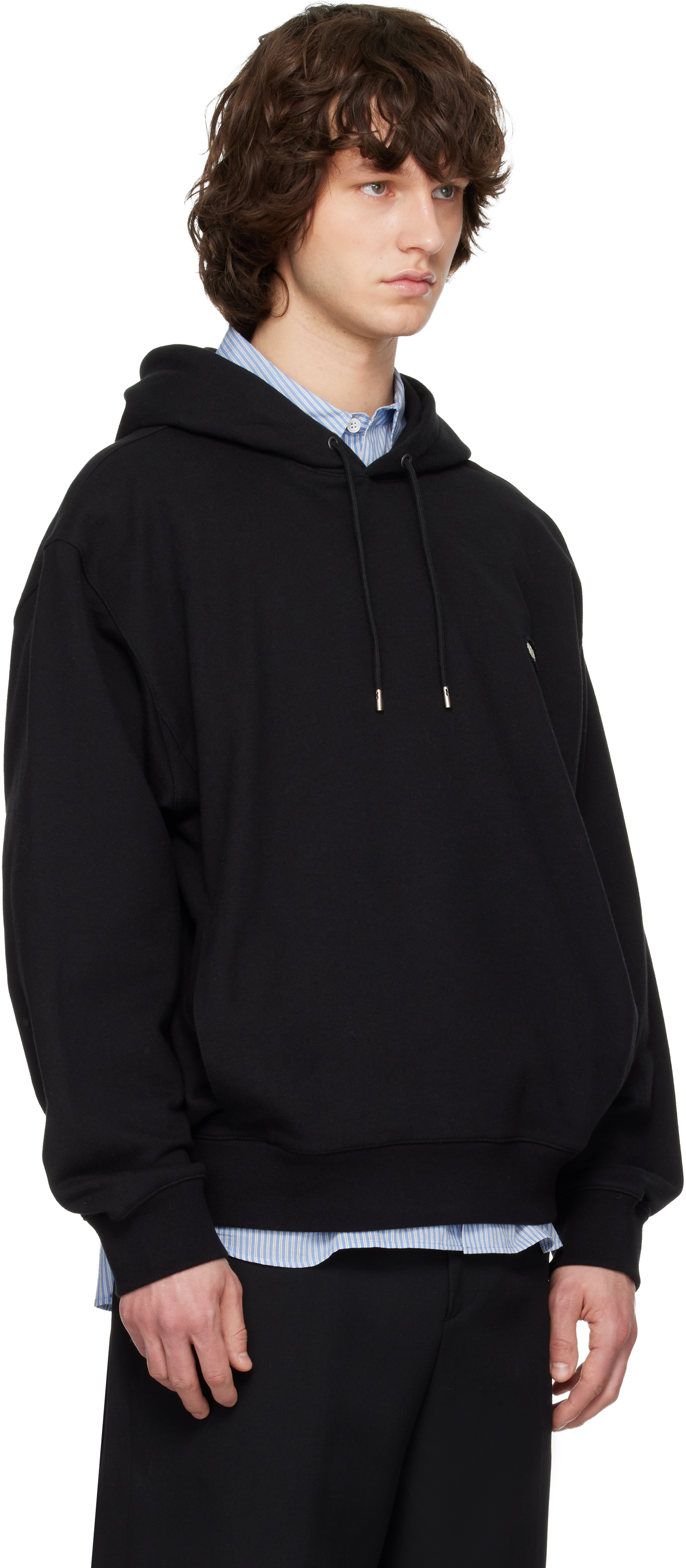 Black Solid Back Logo Hoodie