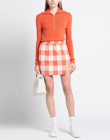 Woman Mini skirt Orange Size M Polyester, Cotton, Elastane