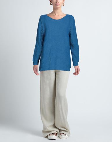 Pink Memories Woman Sweater Blue Size 10 Acrylic, Mohair wool, Polyamide, Wool