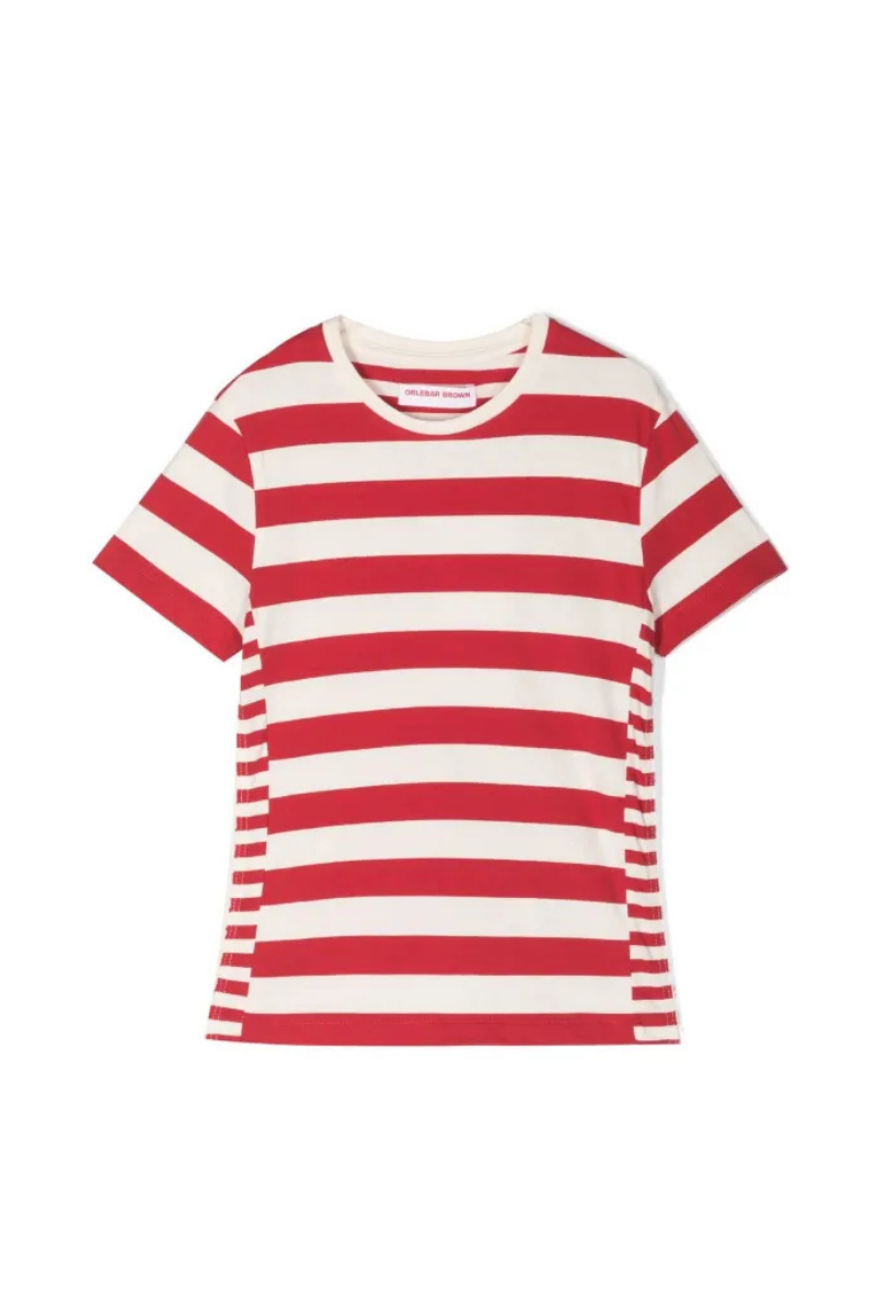 Striped Cotton T-shirt — Red