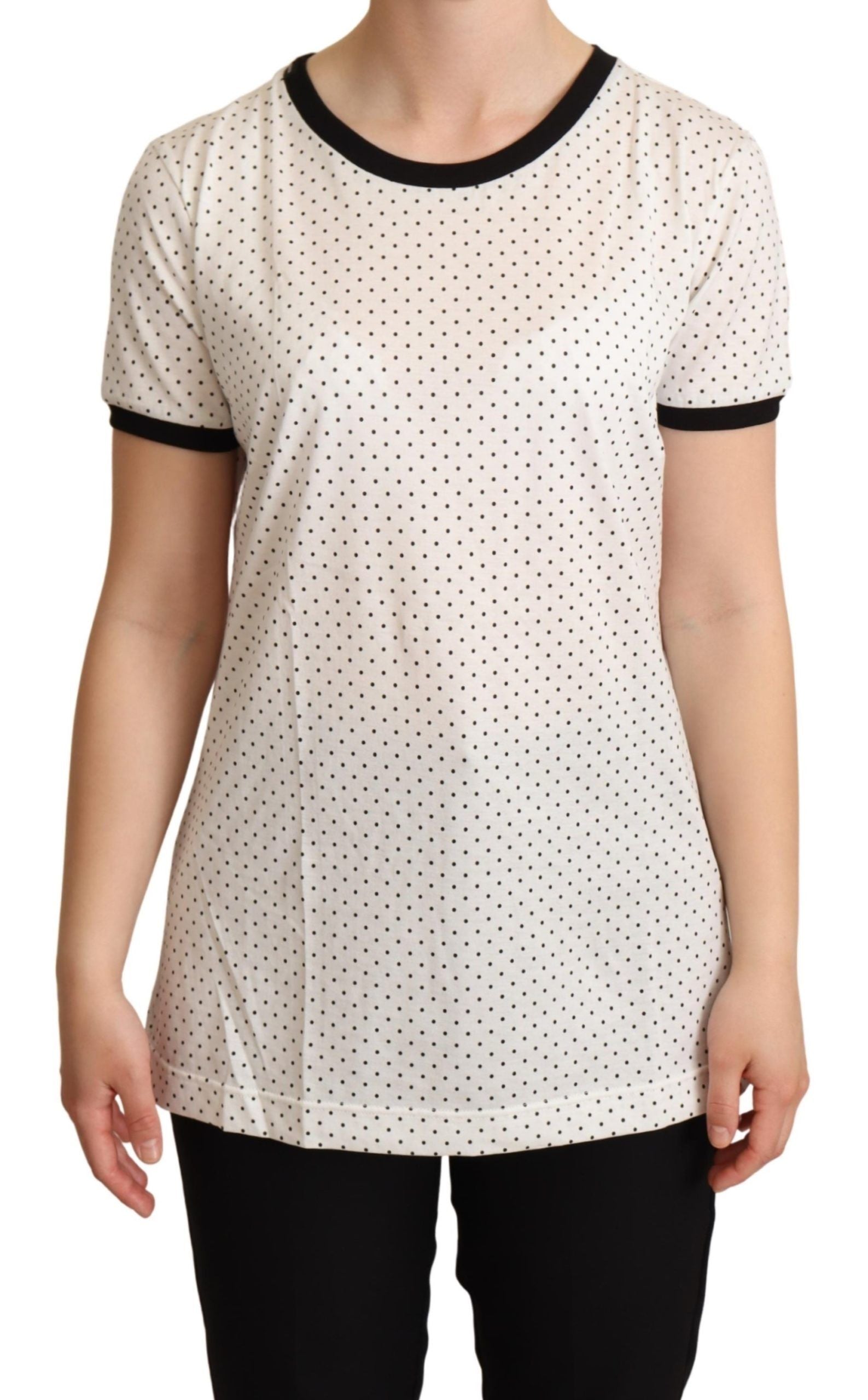 Polka-Dot Cotton T-Shirt — White