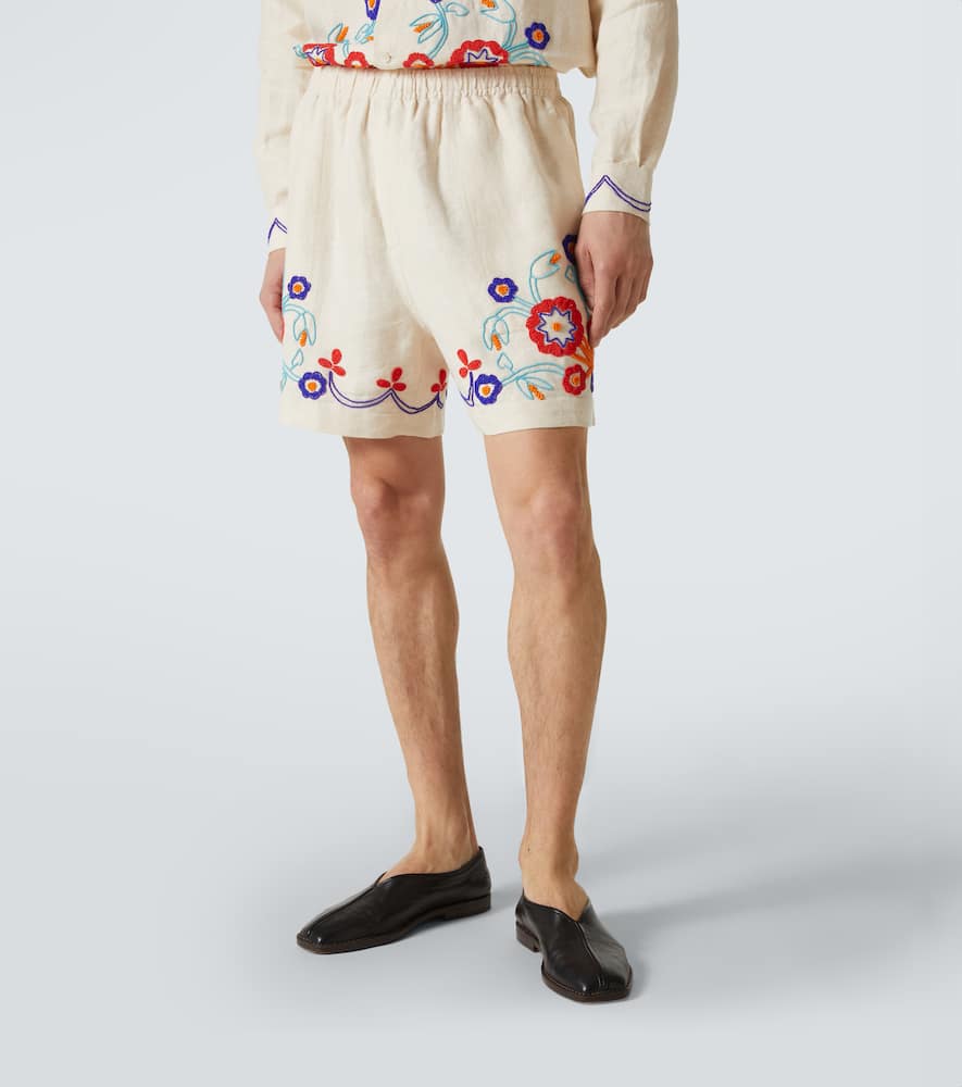 Garden Party beaded linen shorts