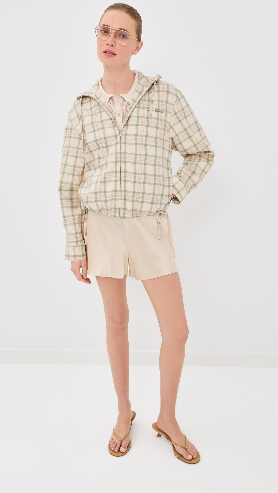 Hooded Check Jacket Green/Orange