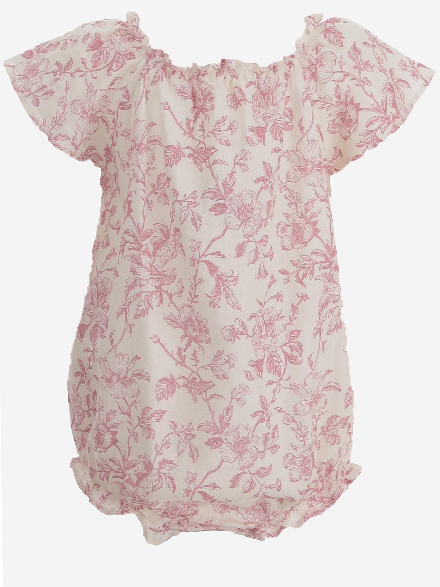 Floral Linen Romper — pink
