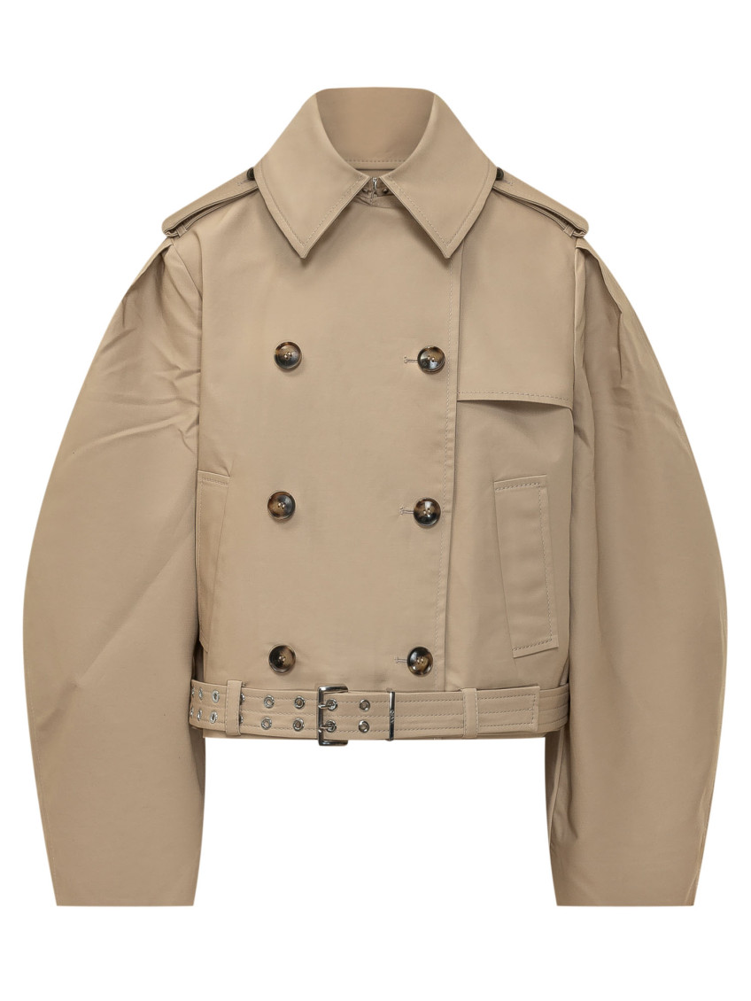 Beige Solid Shirt Collar Jacket