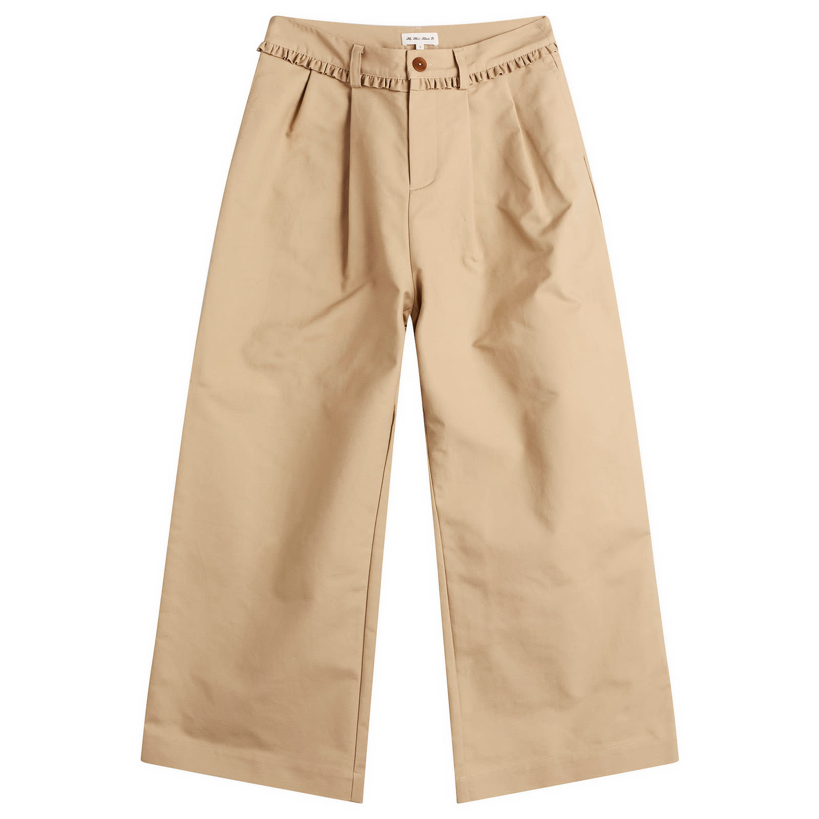 Women's Pleat Cotton Trousers in Fawn