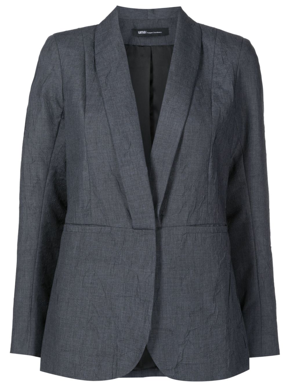 Crinkled shawl-lapels blazer - Black