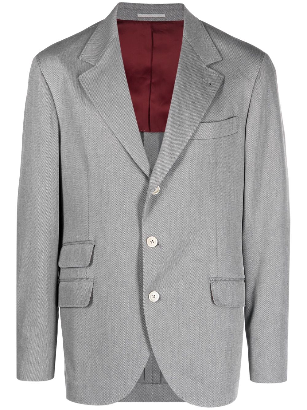 Single-breasted cotton blazer - Grey