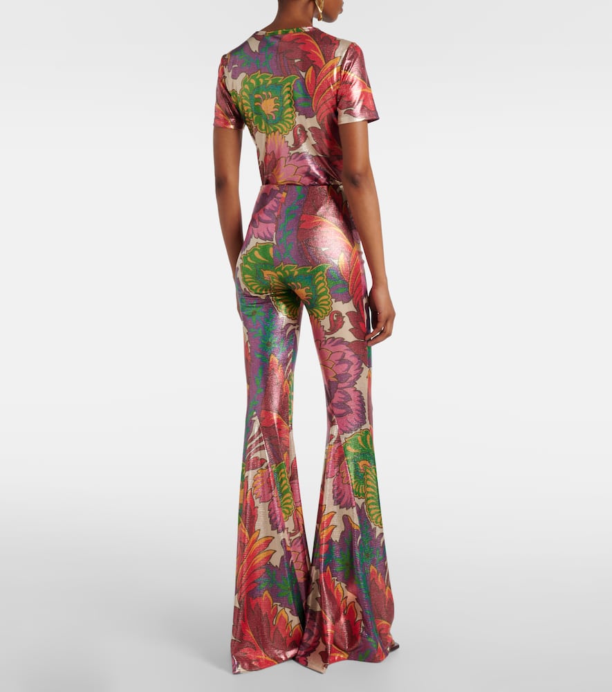 Semi-sheer flared jersey pants