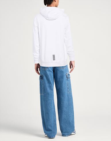 Man Sweatshirt White Size 3XL Cotton, Elastane
