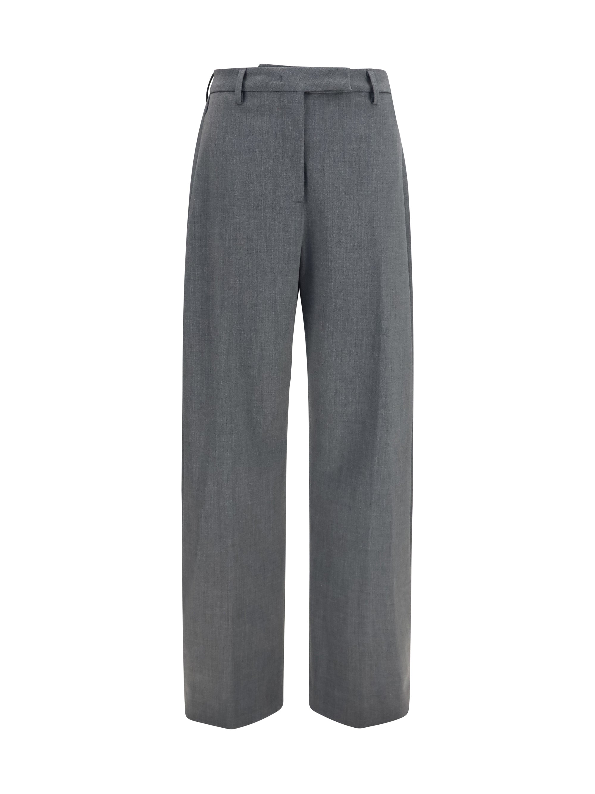 Wool-Blend Straight-Leg Trousers — Gray