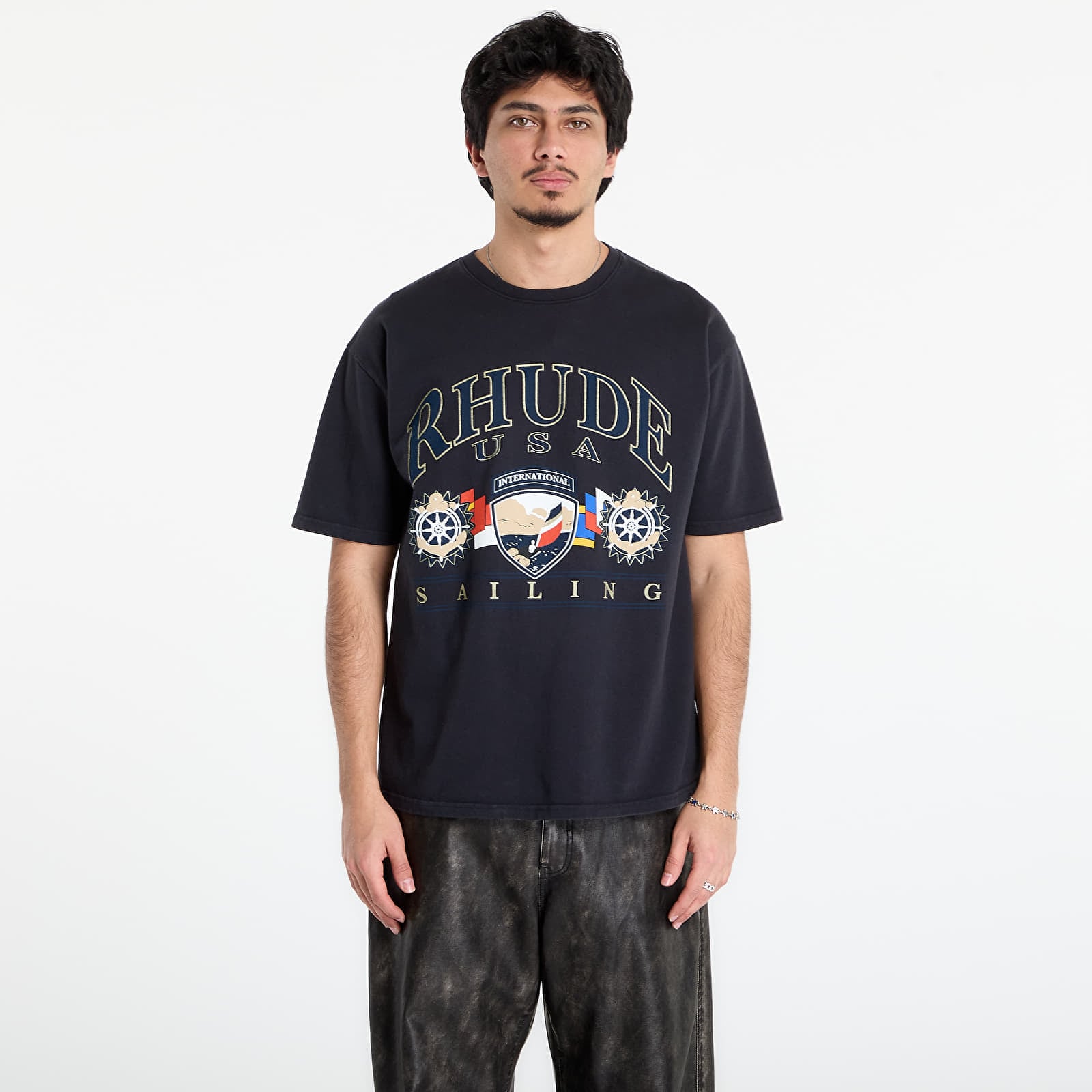T-shirt Rhude Usa Sailing Icon Tee Vintage Black/ White
