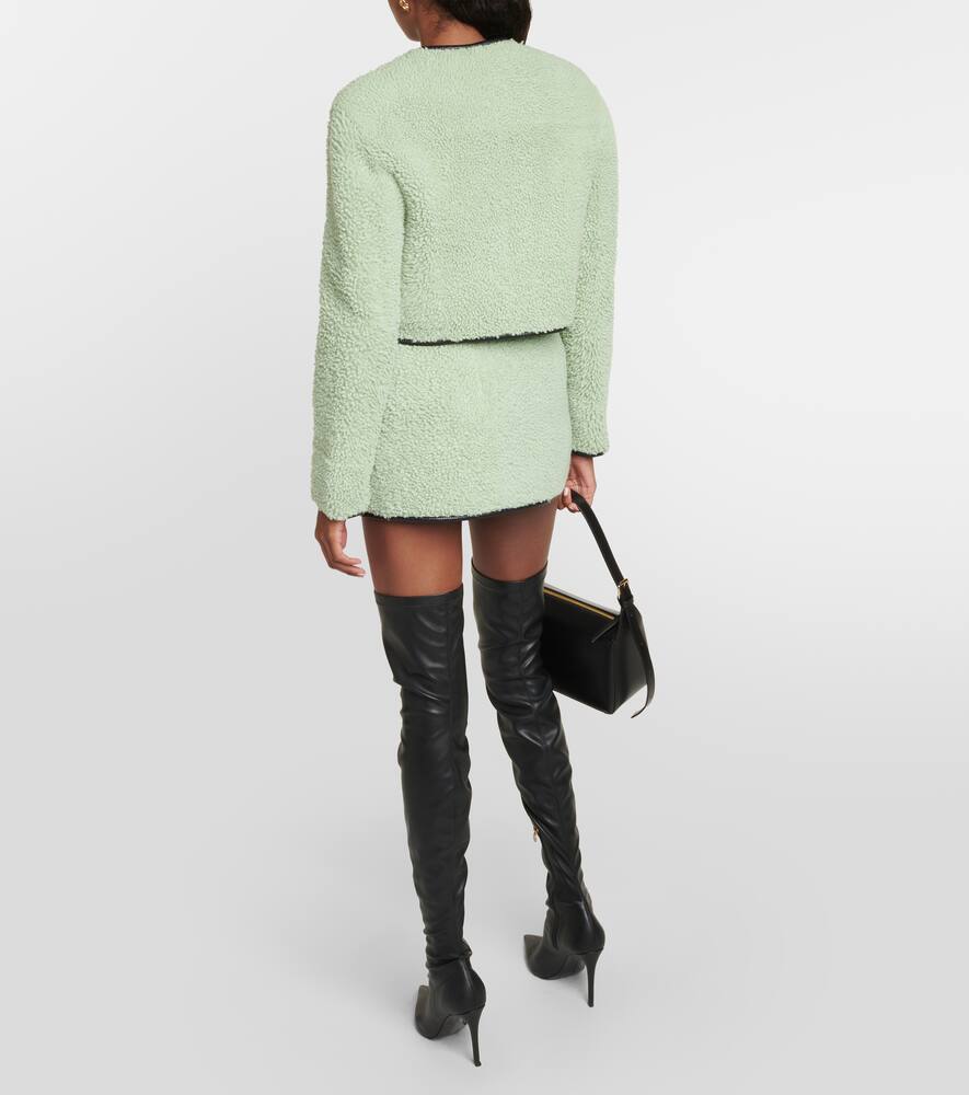 Leather-trimmed shearling jacket